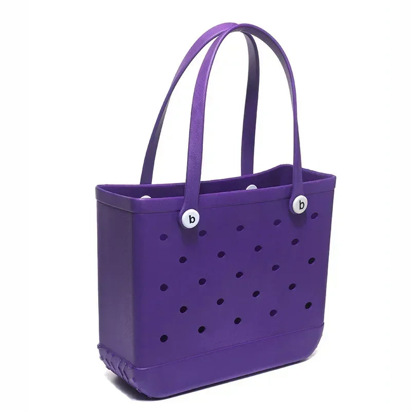 L/XL Croc Beach Tote Bag Rubber EVA Waterproof Basket Extra Large Women Shopping Shoulder Handbag Beach Jelly Sac Tote Bag Purse