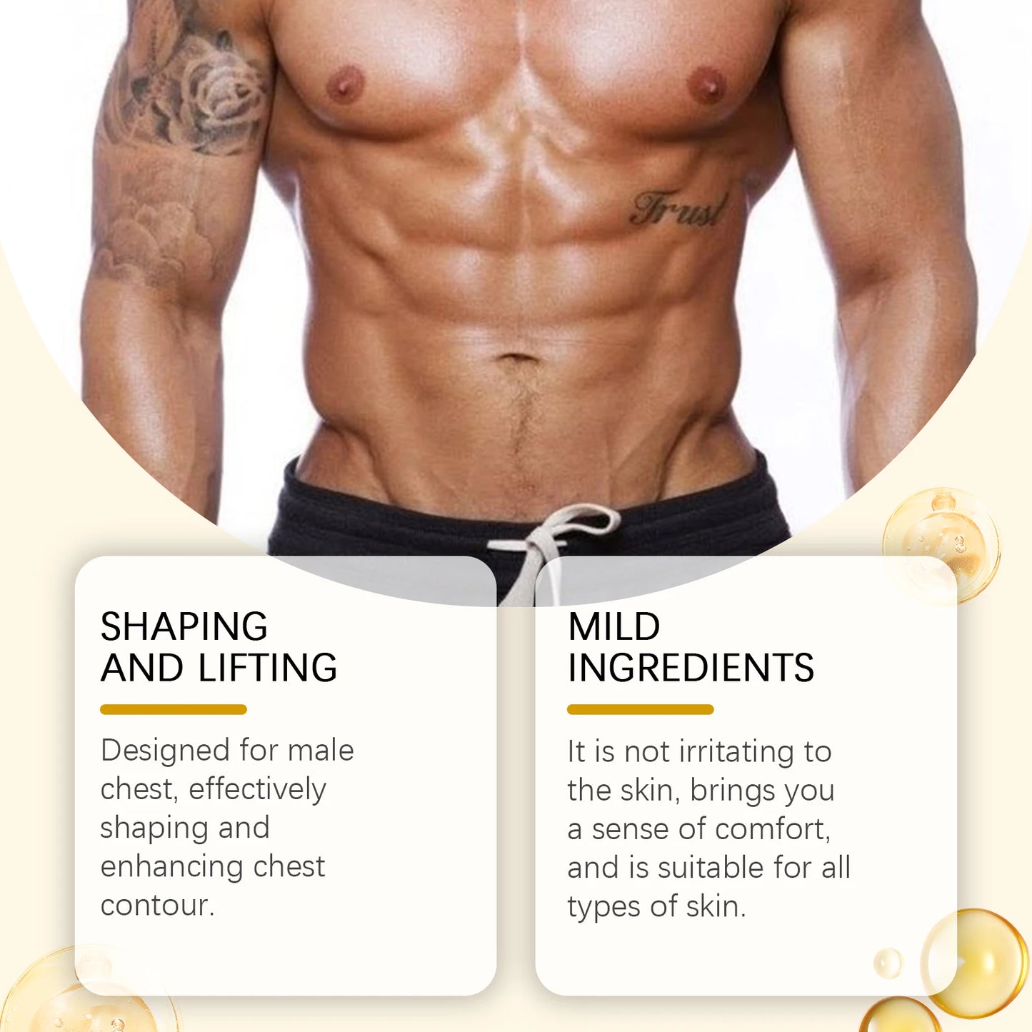Bee Venom Men's Chest Massage Oil Firming Nourishing Care for Chest Contouring Tightening Elasticity Oil Men's Chest Skin Care