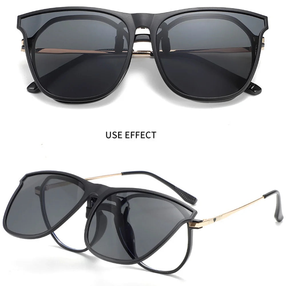 Polarized Clip On Sunglasses Men Car Driver Goggles Vintage Square Sun Glasses Oculos