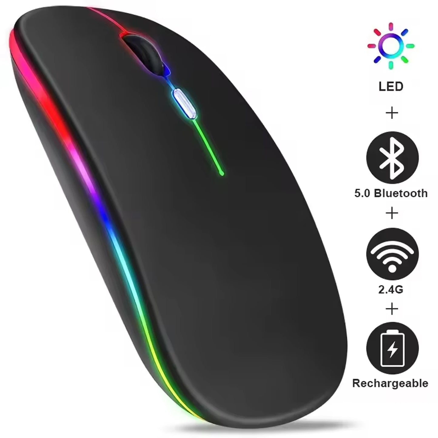 2025New Wireless Mouse Gaming Mouse Backlight USB Compatible RGB Rechargeable Mice Silent Backlit Ergonomic Mouse for Laptop PC