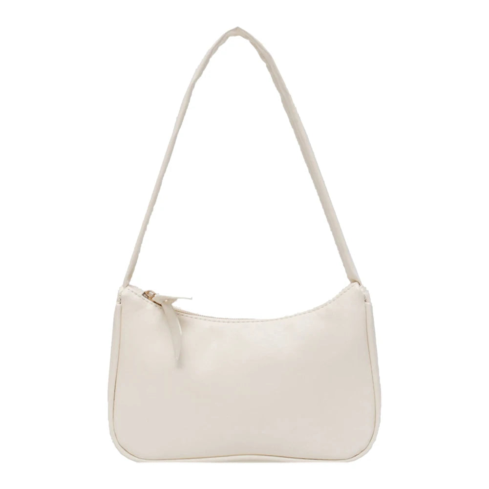 Retro forearm bag women's bow handbag PU leather bag Western style single shoulder minimalist