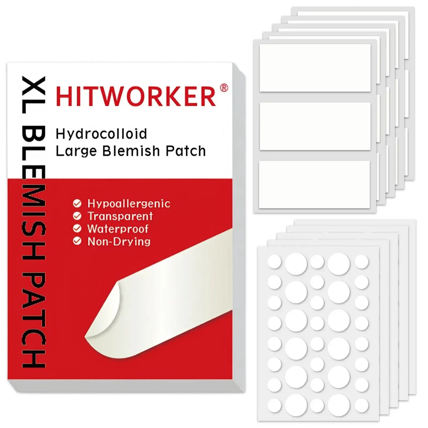 195 hydrocolloid acne patches - alcohol free, odorless, non irritating, and effective in removing acne patches