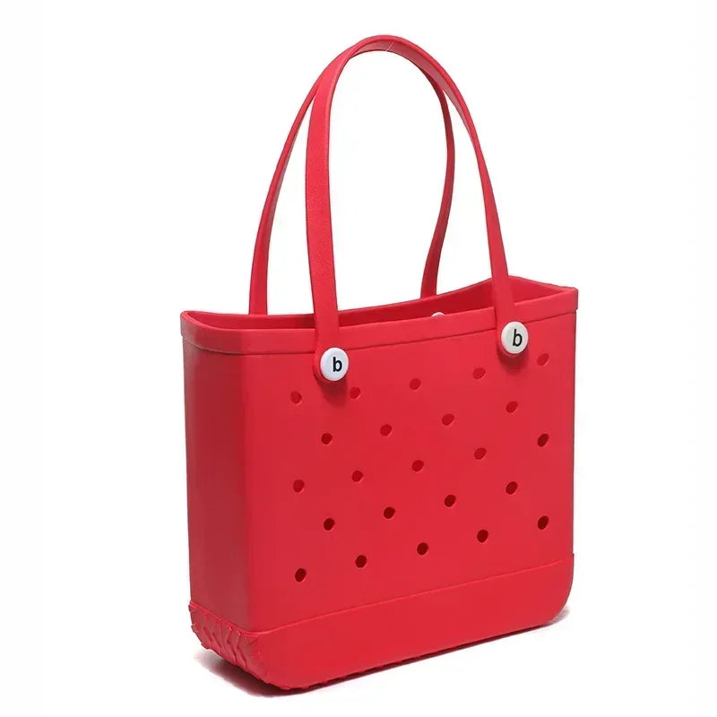 L/XL Croc Beach Tote Bag Rubber EVA Waterproof Basket Extra Large Women Shopping Shoulder Handbag Beach Jelly Sac Tote Bag Purse