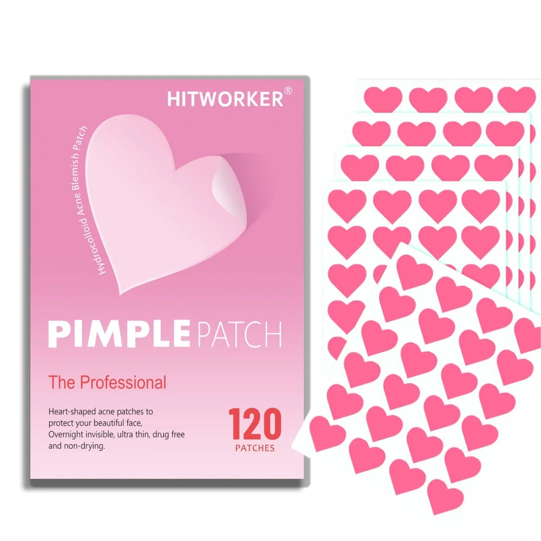 120pcs Color Heart Acne Patches: Clear Clogged Pores, Fight Pimples, Fade Acne Scars & Blemishes for Smooth Skin.