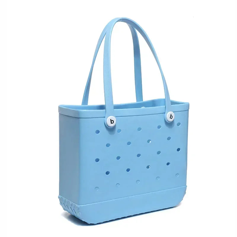 L/XL Croc Beach Tote Bag Rubber EVA Waterproof Basket Extra Large Women Shopping Shoulder Handbag Beach Jelly Sac Tote Bag Purse
