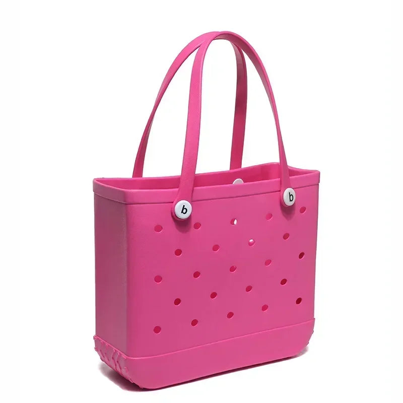 L/XL Croc Beach Tote Bag Rubber EVA Waterproof Basket Extra Large Women Shopping Shoulder Handbag Beach Jelly Sac Tote Bag Purse