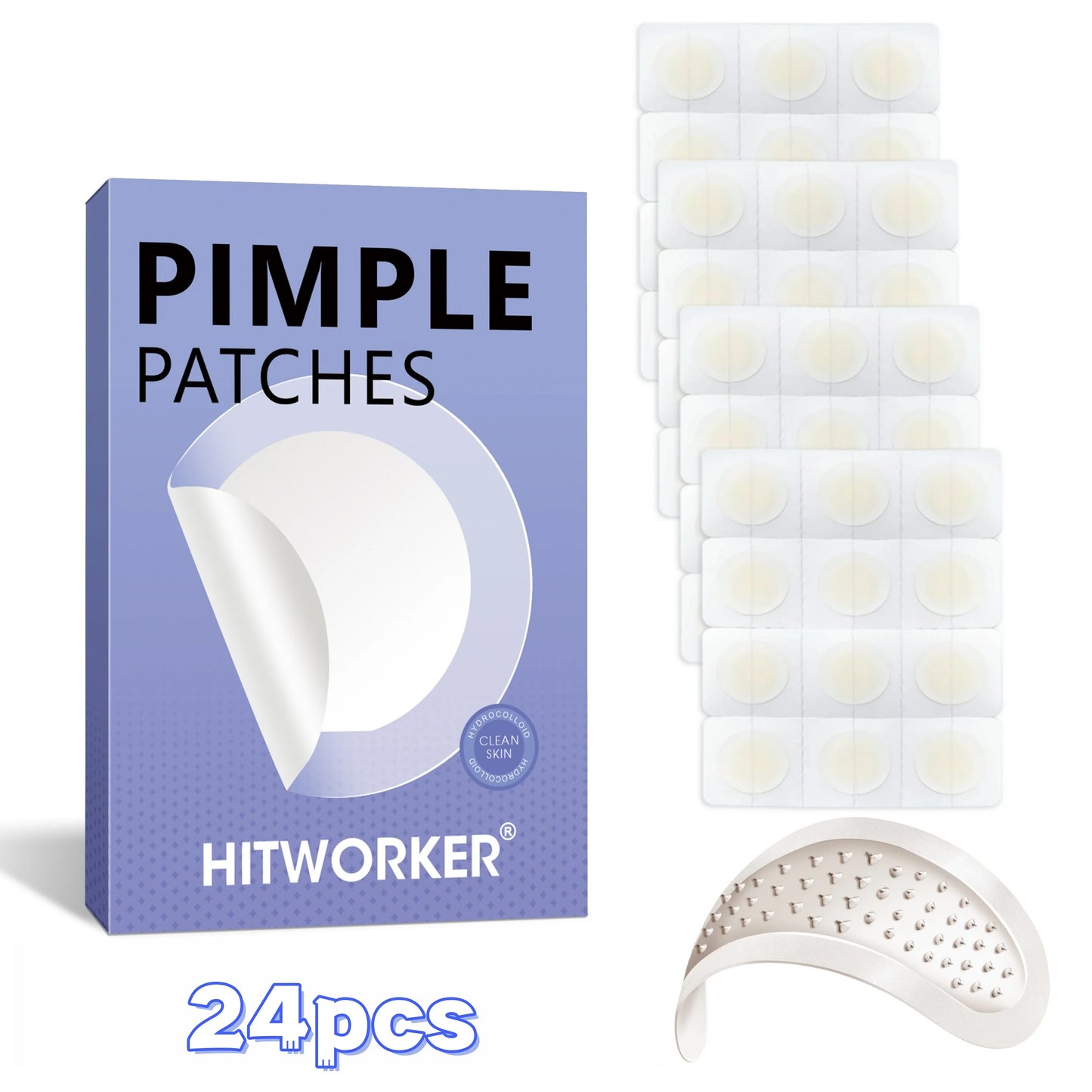 24pcs Acne Patches – Gentle Hydrocolloid Spot Covers, Waterproof & Dust-Free, Individually Wrapped, Absorbs Pimples