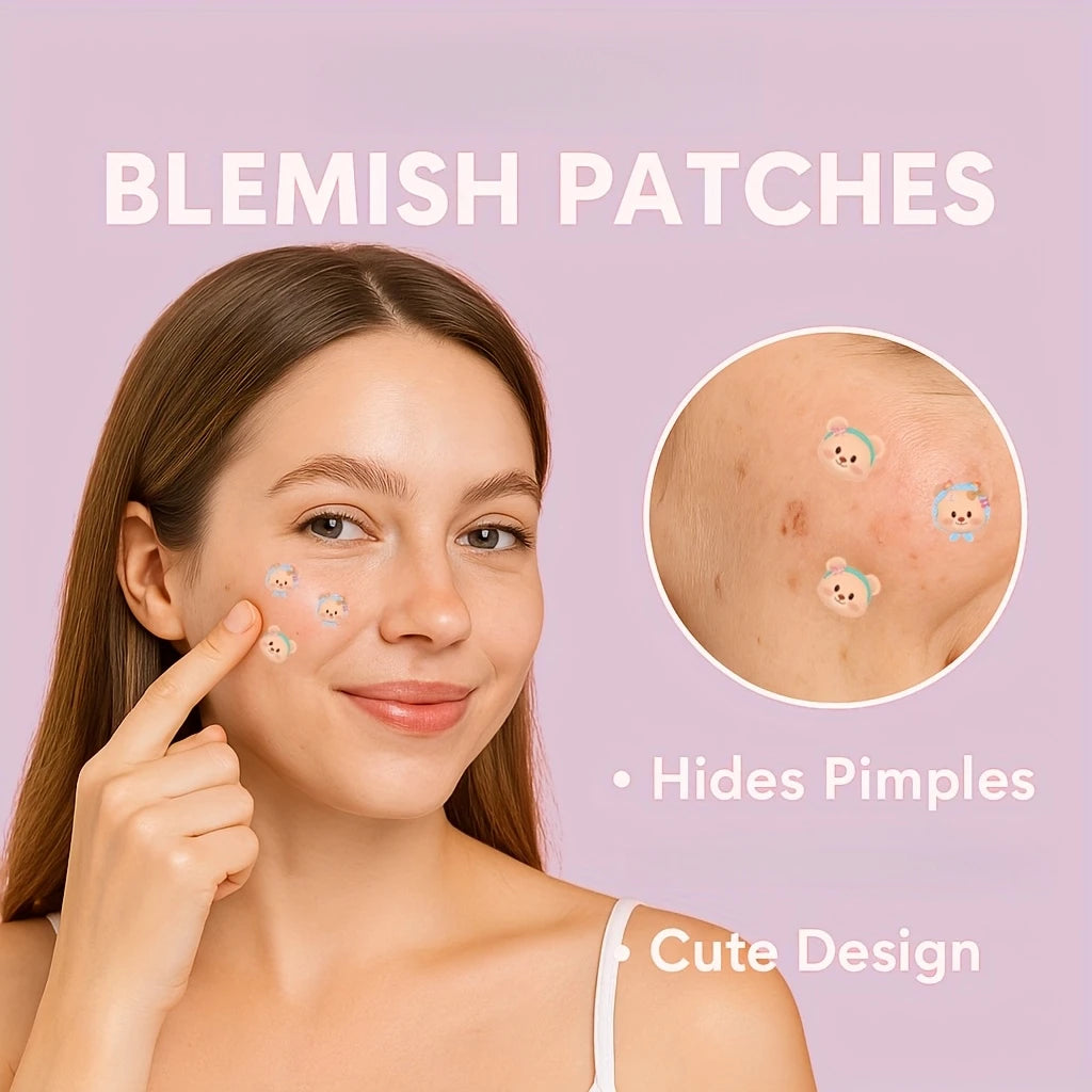 90pcs Cute Pink Bear Acne Patches - Day & Night Invisible Blemish Cover Spot Treatment Stickers