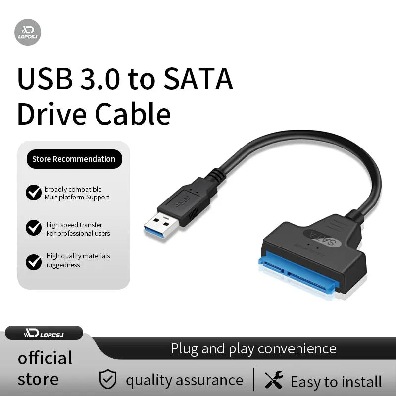 USB 3.0 to SATA Adapter Cable Support 22 Pin 2.5 Inch External HDD SSD Hard Disk Drive Cable