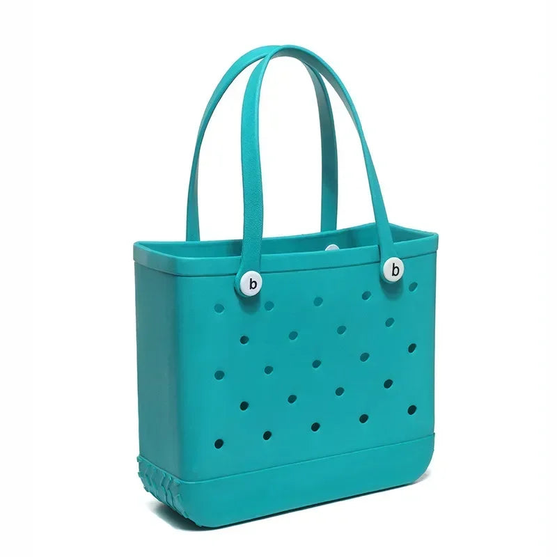 L/XL Croc Beach Tote Bag Rubber EVA Waterproof Basket Extra Large Women Shopping Shoulder Handbag Beach Jelly Sac Tote Bag Purse