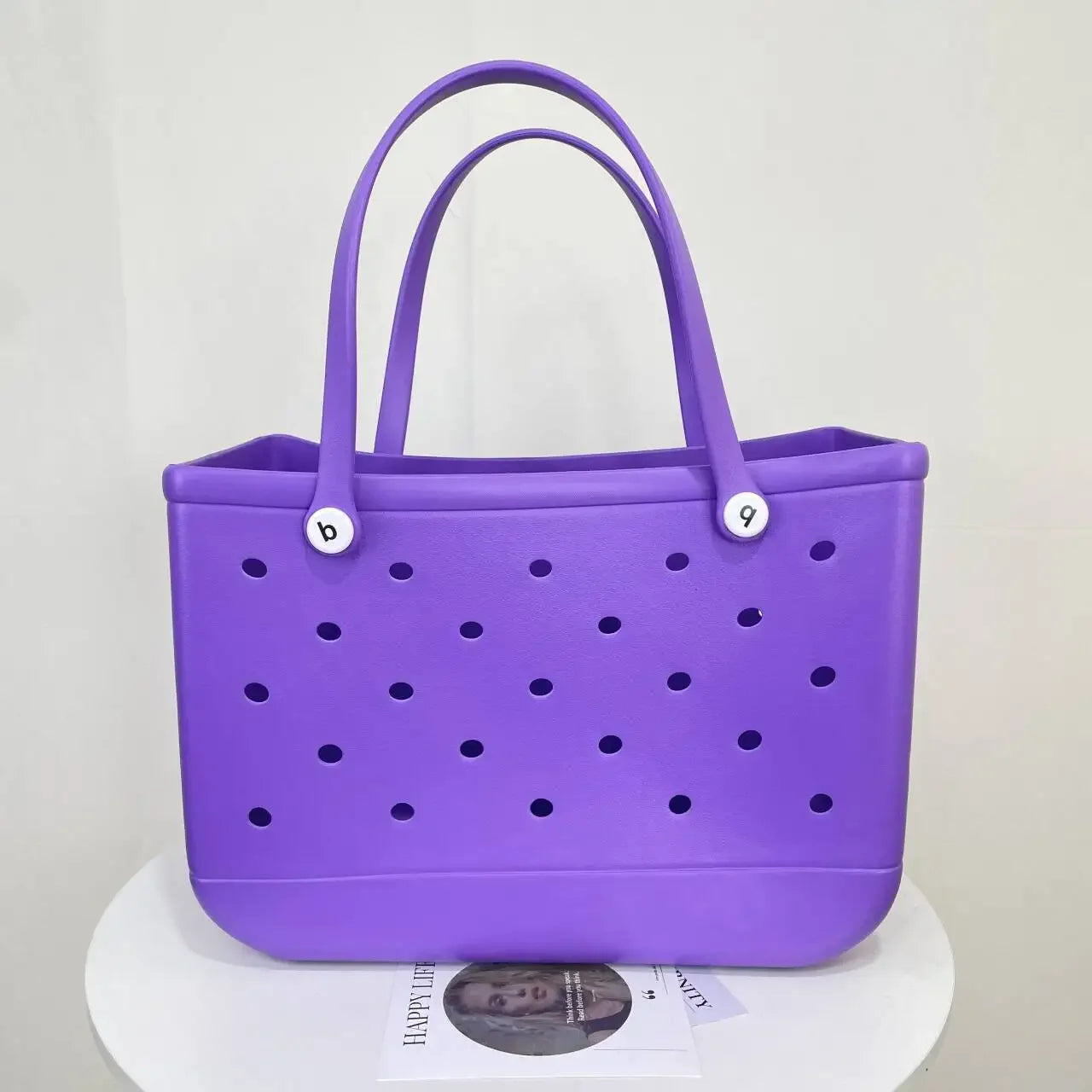 L/XL Croc Beach Tote Bag Rubber EVA Waterproof Basket Extra Large Women Shopping Shoulder Handbag Beach Jelly Sac Tote Bag Purse
