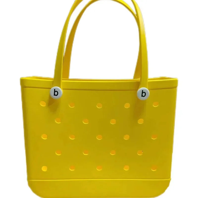 L/XL Croc Beach Tote Bag Rubber EVA Waterproof Basket Extra Large Women Shopping Shoulder Handbag Beach Jelly Sac Tote Bag Purse