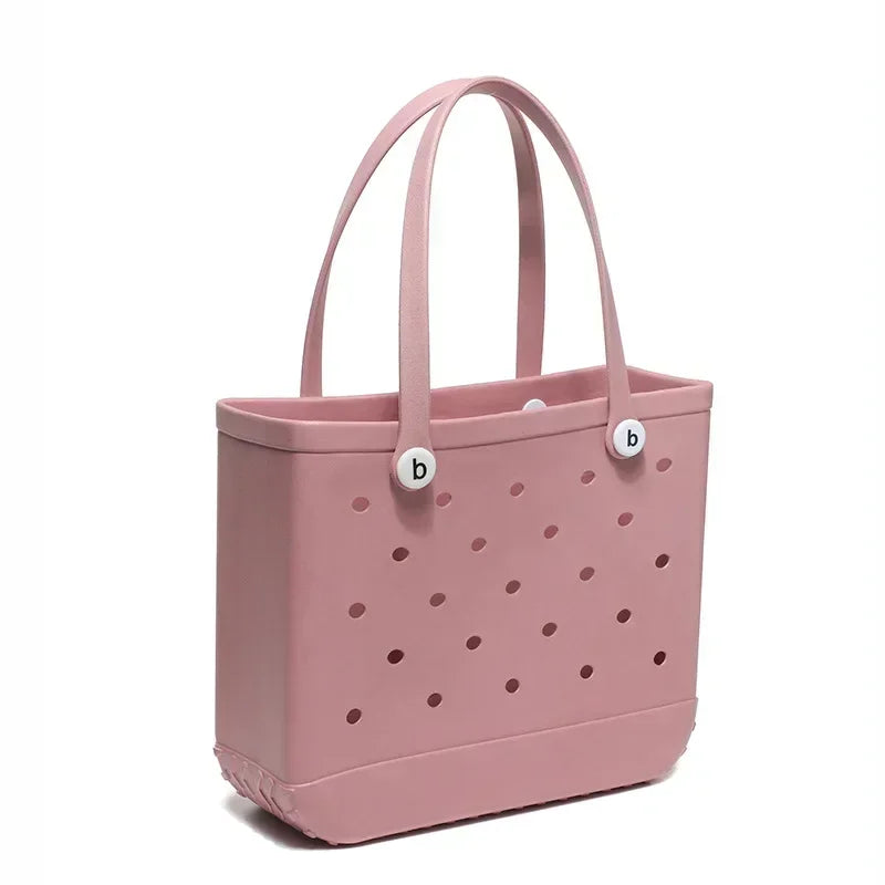 L/XL Croc Beach Tote Bag Rubber EVA Waterproof Basket Extra Large Women Shopping Shoulder Handbag Beach Jelly Sac Tote Bag Purse