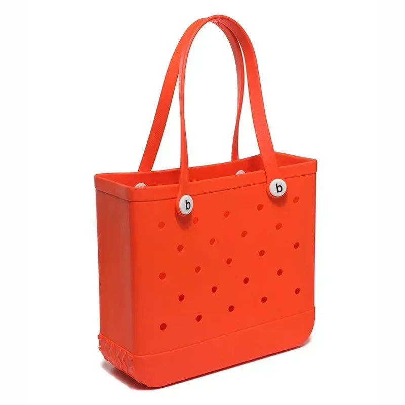 L/XL Croc Beach Tote Bag Rubber EVA Waterproof Basket Extra Large Women Shopping Shoulder Handbag Beach Jelly Sac Tote Bag Purse