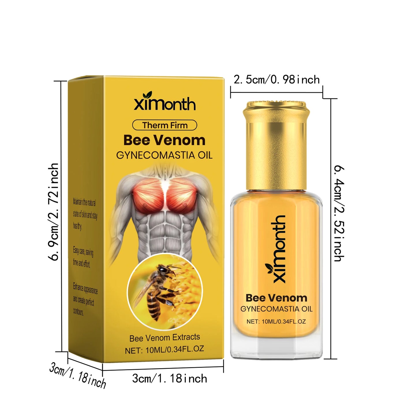 Bee Venom Men's Chest Massage Oil Firming Nourishing Care for Chest Contouring Tightening Elasticity Oil Men's Chest Skin Care