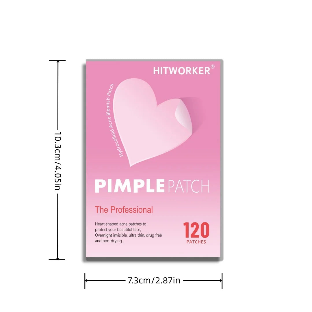 120pcs Color Heart Acne Patches: Clear Clogged Pores, Fight Pimples, Fade Acne Scars & Blemishes for Smooth Skin.