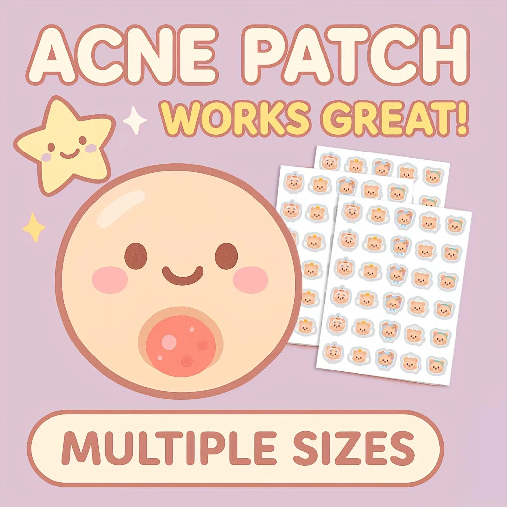 90pcs Cute Pink Bear Acne Patches - Day & Night Invisible Blemish Cover Spot Treatment Stickers