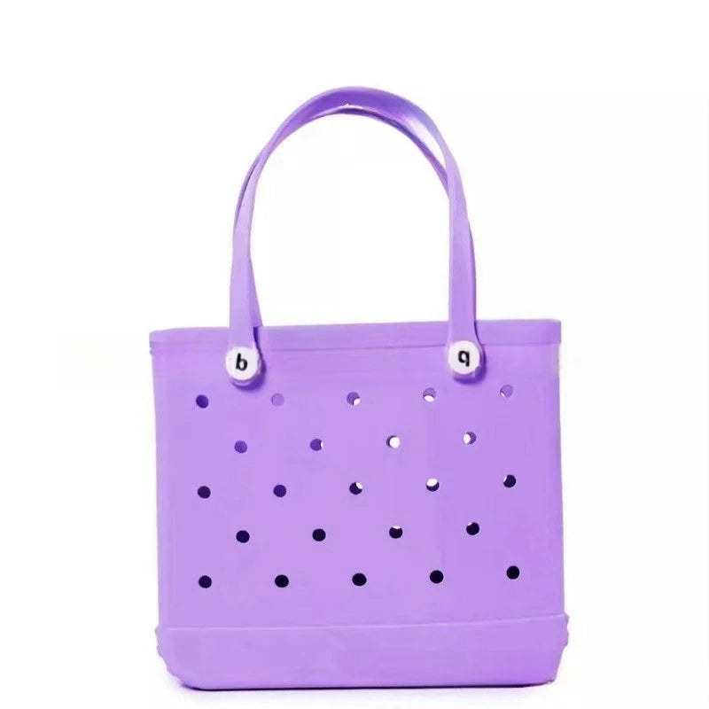 L/XL Croc Beach Tote Bag Rubber EVA Waterproof Basket Extra Large Women Shopping Shoulder Handbag Beach Jelly Sac Tote Bag Purse