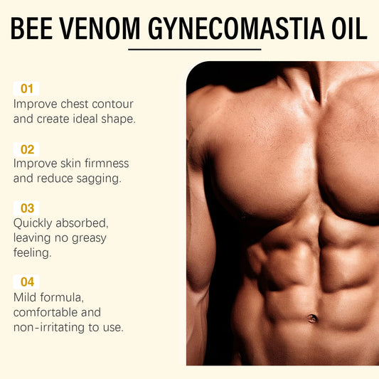 Bee Venom Men's Chest Massage Oil Firming Nourishing Care for Chest Contouring Tightening Elasticity Oil Men's Chest Skin Care