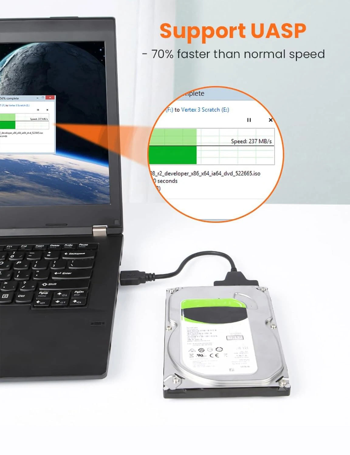 SATA to USB 3.0 Cable, USB 3.0 to SATA Adapter, Compatible with 2.5" SATA III HDD&SSD Hard Disk Driver