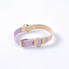 Color-blocked Genuine Leather Collar for Small to Medium-sized Dogs